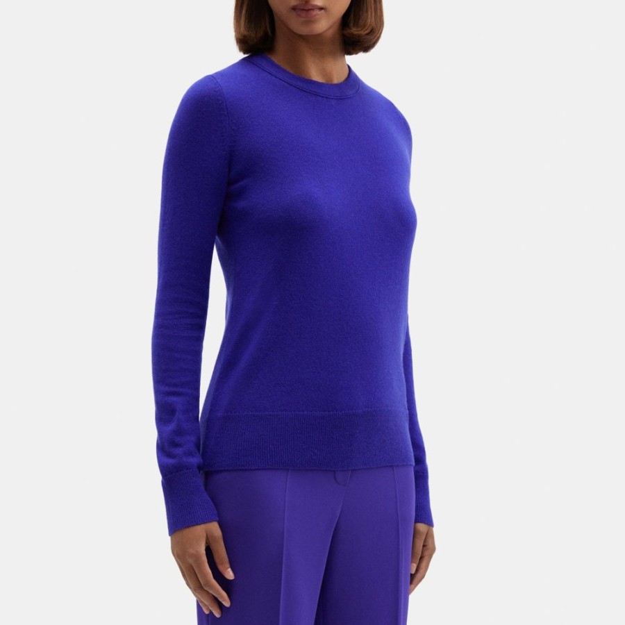 Women Theory Outlet | Crewneck Sweater In Cashmere Blue Iris