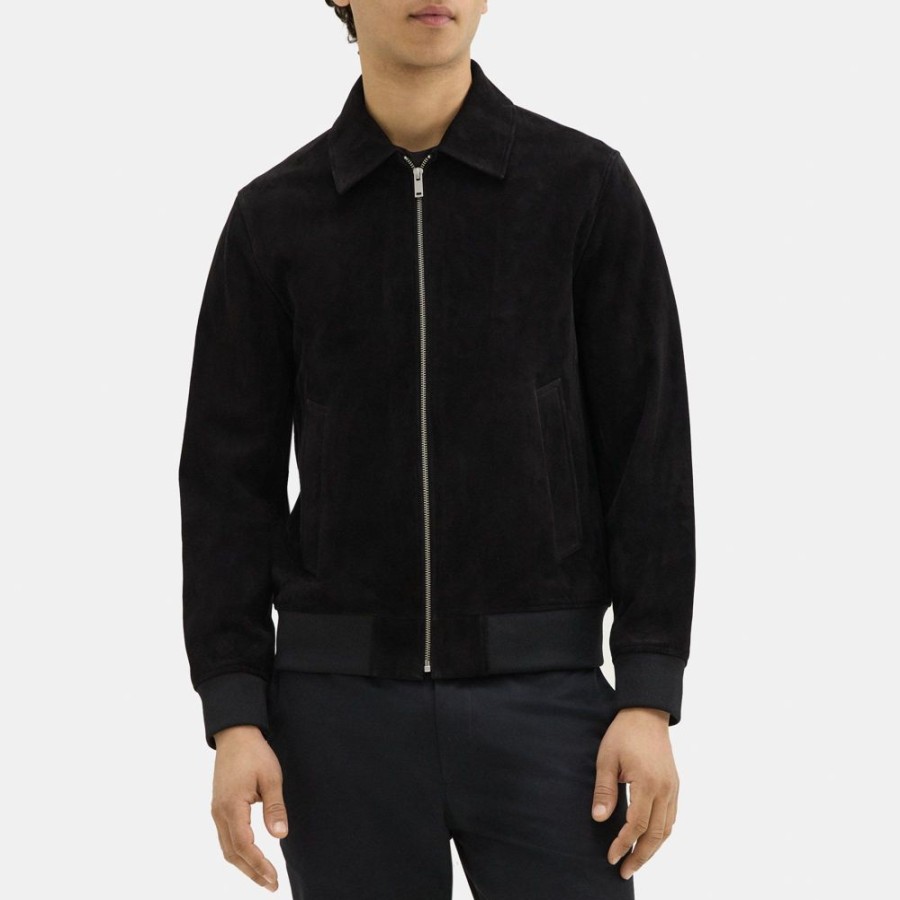 Men Theory Outlet | Zip Jacket In Suede Black