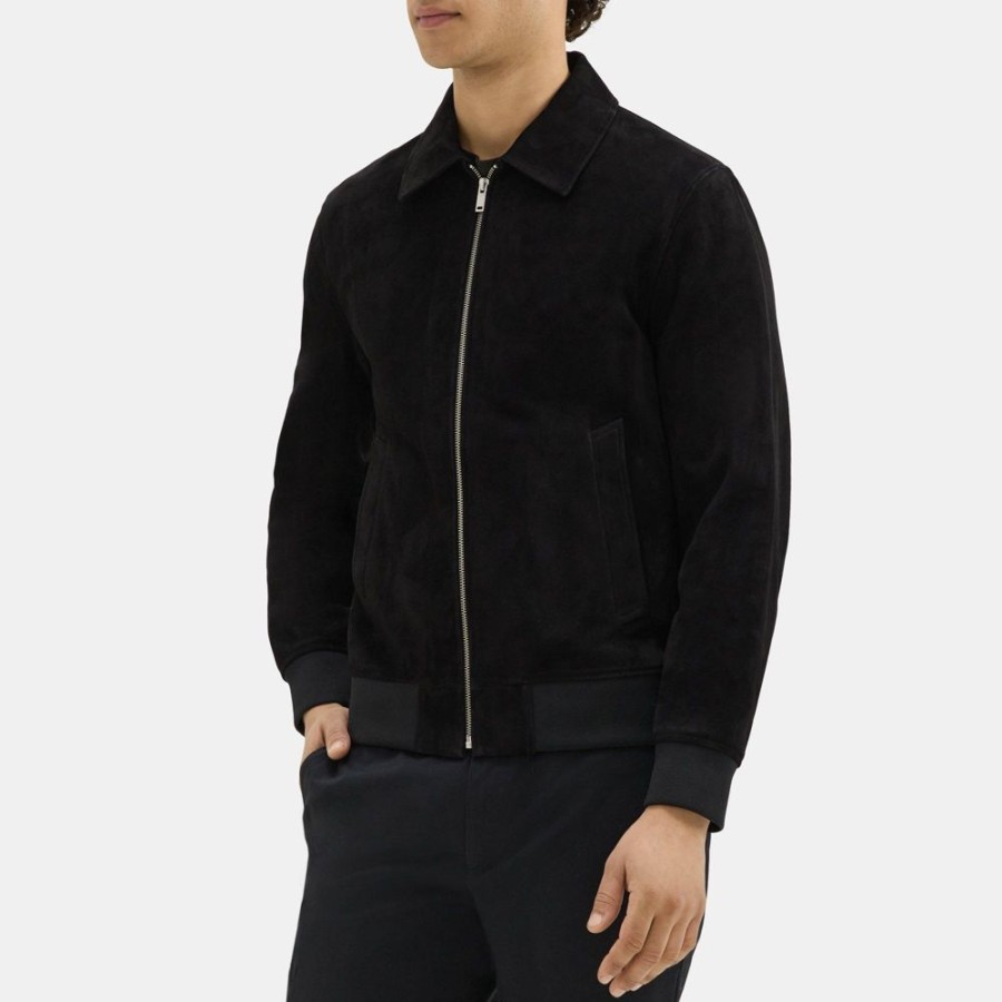 Men Theory Outlet | Zip Jacket In Suede Black