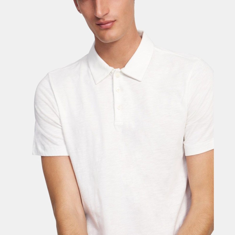 Men Theory Outlet | Polo Shirt In Slub Cotton White