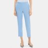 Women Theory Outlet | Slim Cropped Pull-On Pant In Linen-Blend Bay Blue