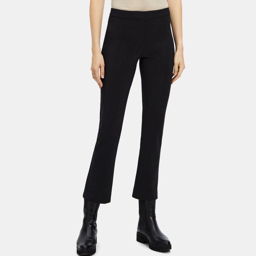 Women Theory Outlet | Slim Kick Pant In Performance Knit Black