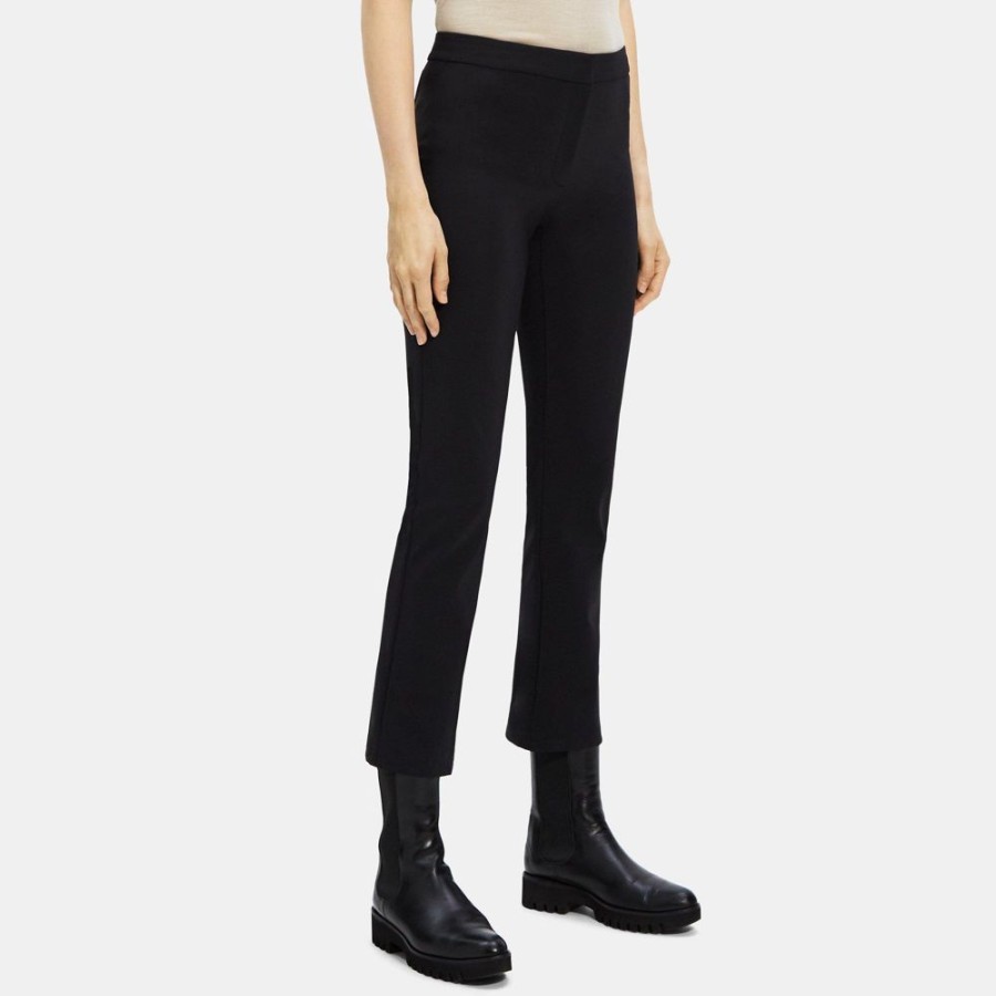 Women Theory Outlet | Slim Kick Pant In Performance Knit Black