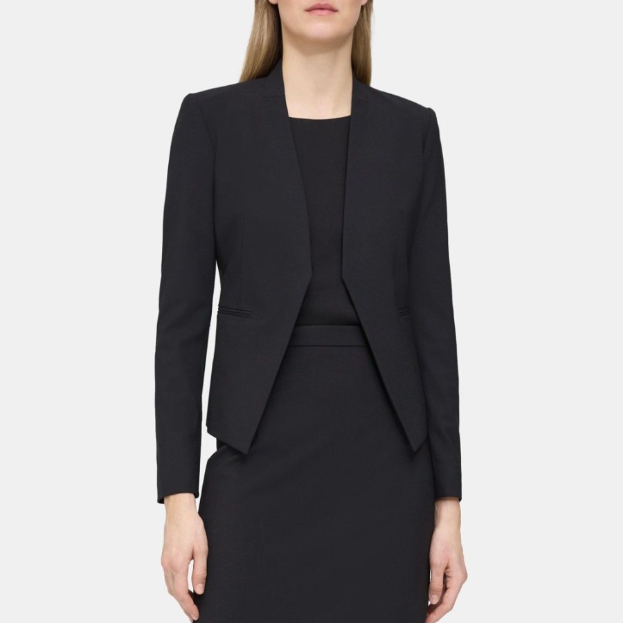 Women Theory Outlet | Open Blazer In Stretch Wool Black