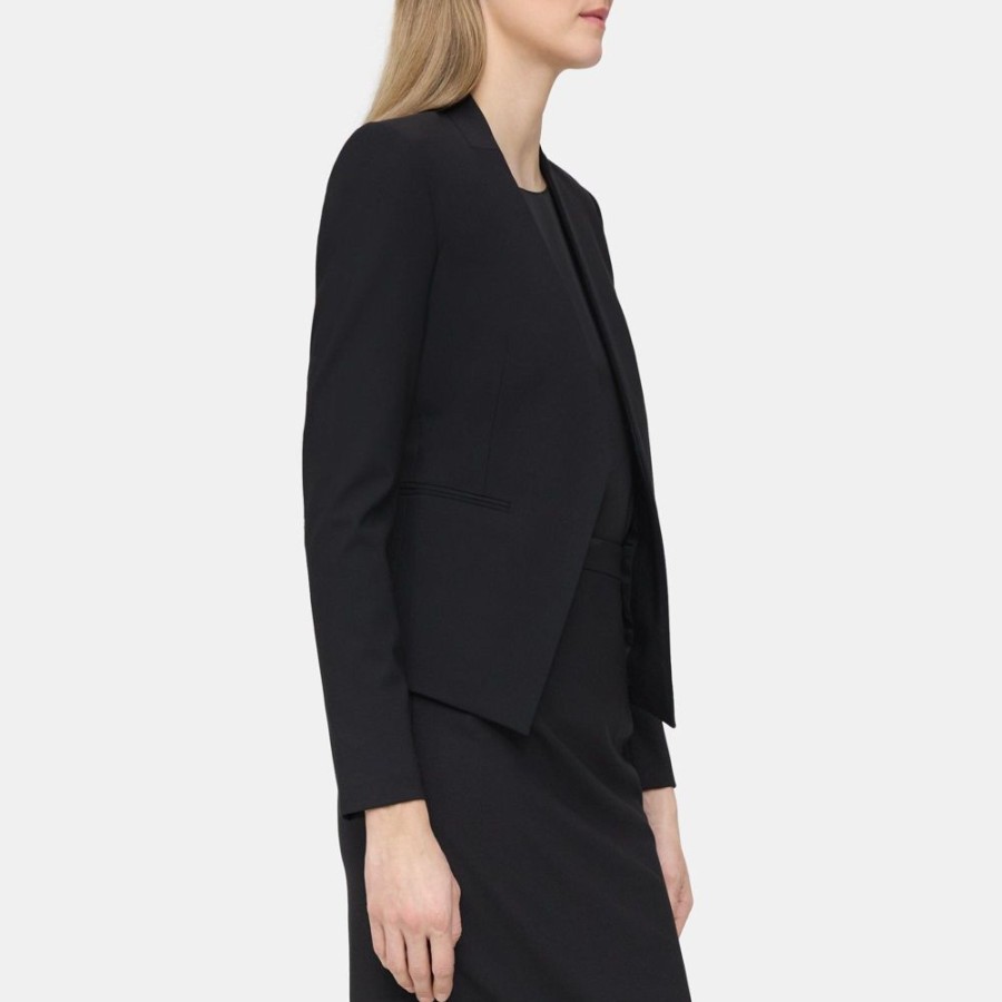 Women Theory Outlet | Open Blazer In Stretch Wool Black