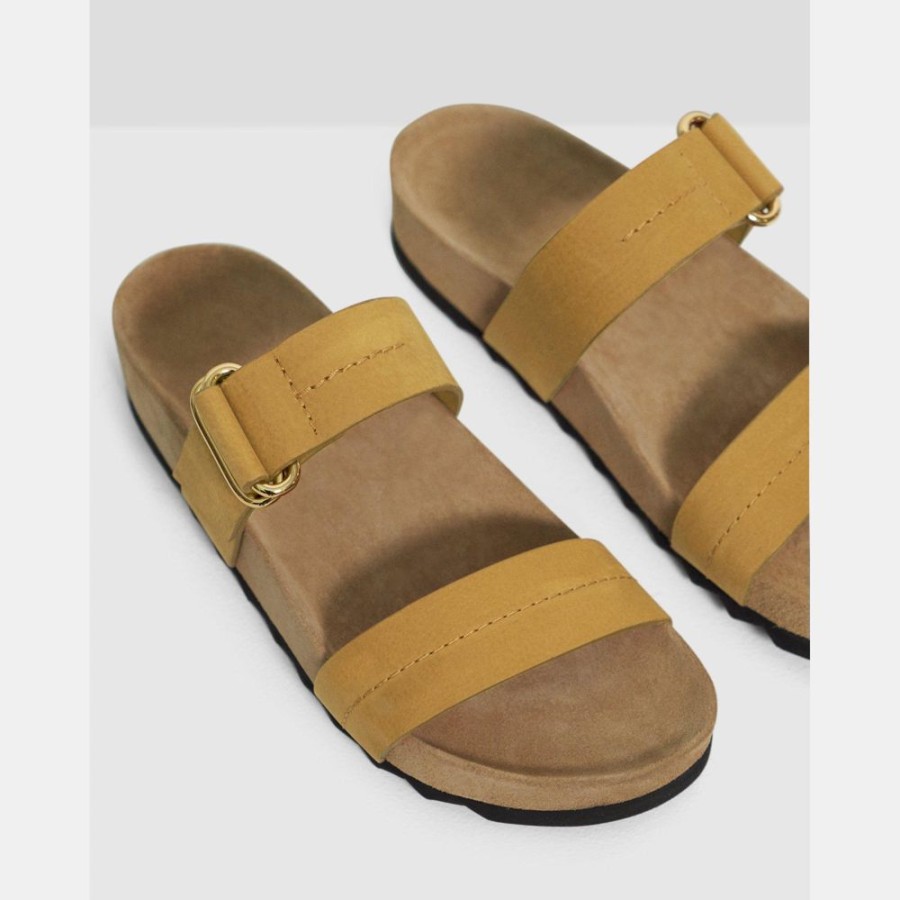 Women Theory Outlet | Buckled Slide Sandal In Nubuck Leather