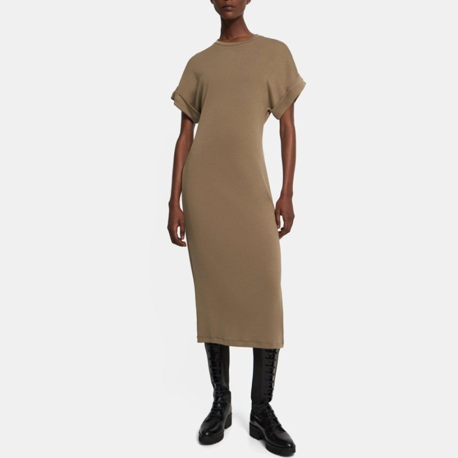 Women Theory Outlet | Dolman Sleeve Dress In Lyocell Jersey Dark Beige