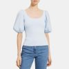 Women Theory Outlet | Puff Sleeve Top In Stretch Knit Breeze