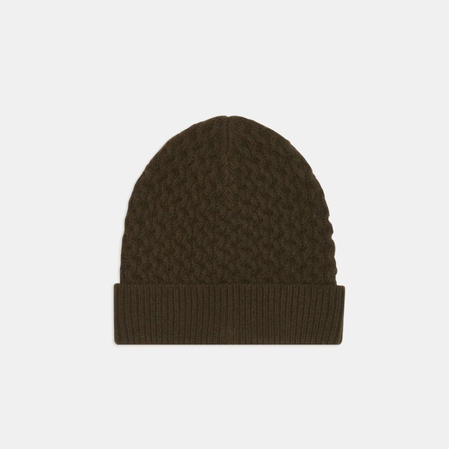 Women Theory Outlet | Honeycomb Hat In Felted Wool-Cashmere Military