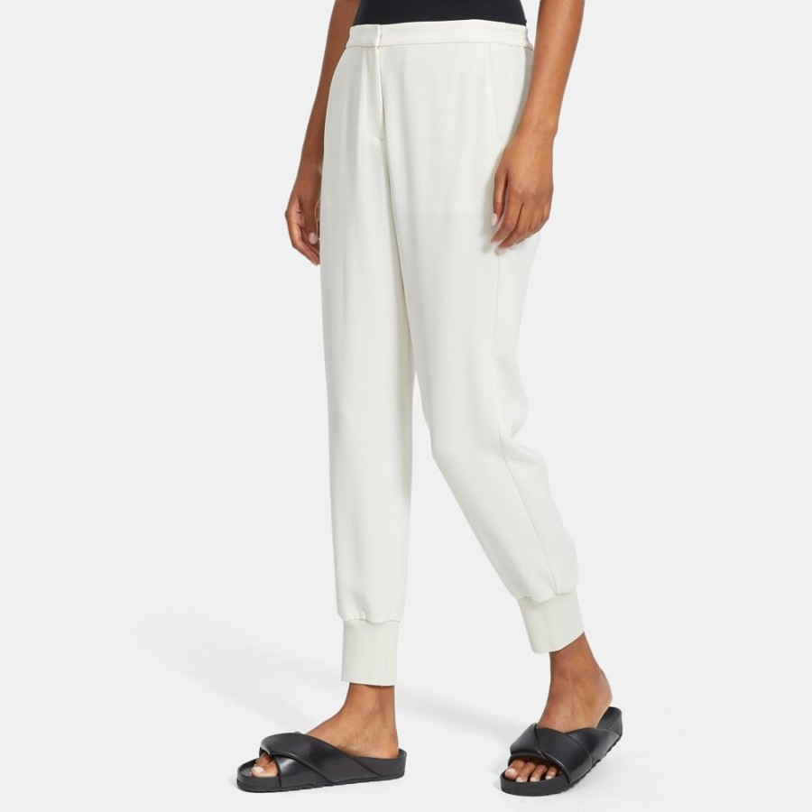 Women Theory Outlet | Essential Jogger In Crepe Rice