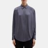 Women Theory Outlet | Relaxed Shirt In Silk Georgette Storm