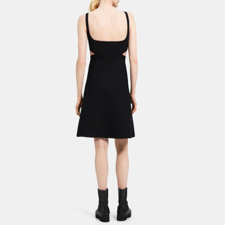 Women Theory Outlet | Cut-Out Mini Dress In Crepe Knit Black