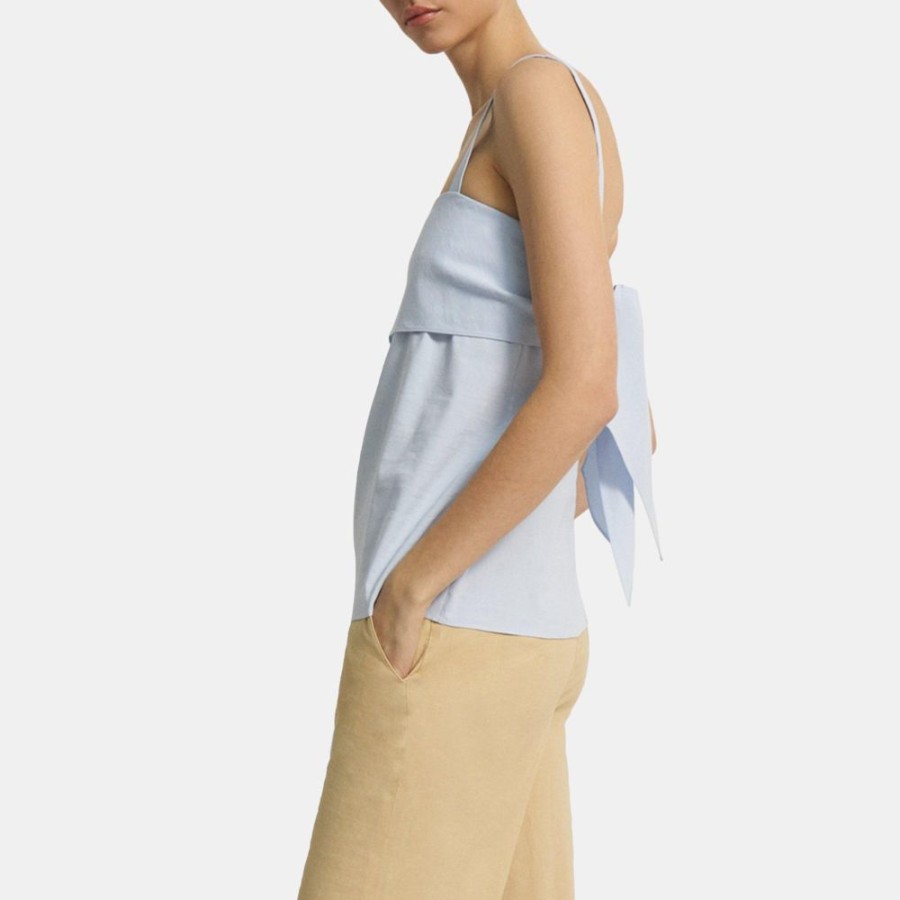 Women Theory Outlet | Tie-Back Top In Stretch Linen Breeze