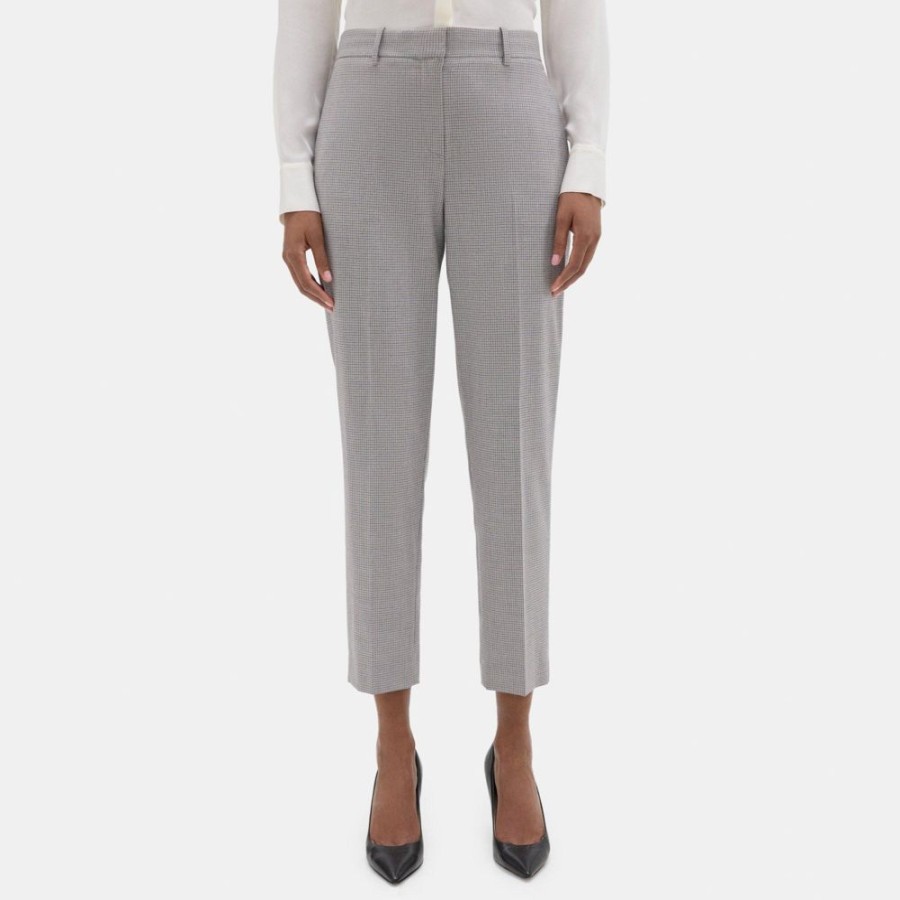 Women Theory Outlet | Classic Crop Pant In Checked Suiting Tan Multi