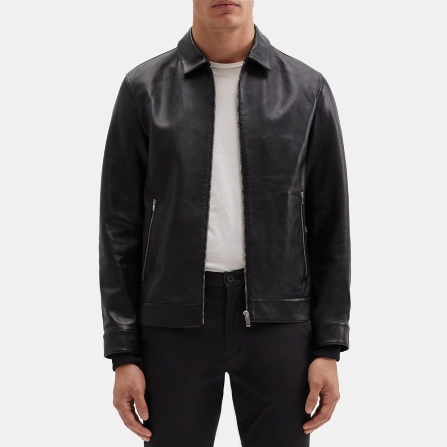 Men Theory Outlet | Bomber Jacket In Leather Black