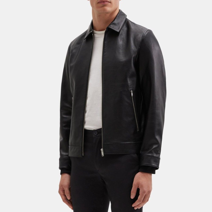 Men Theory Outlet | Bomber Jacket In Leather Black