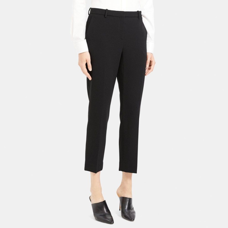 Women Theory Outlet | Cropped Slim Pant In Admiral Crepe Black