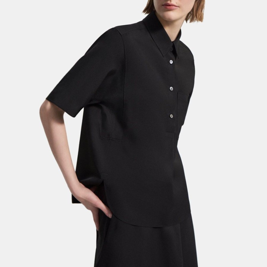 Women Theory Outlet | Wool-Viscose Shirt Black