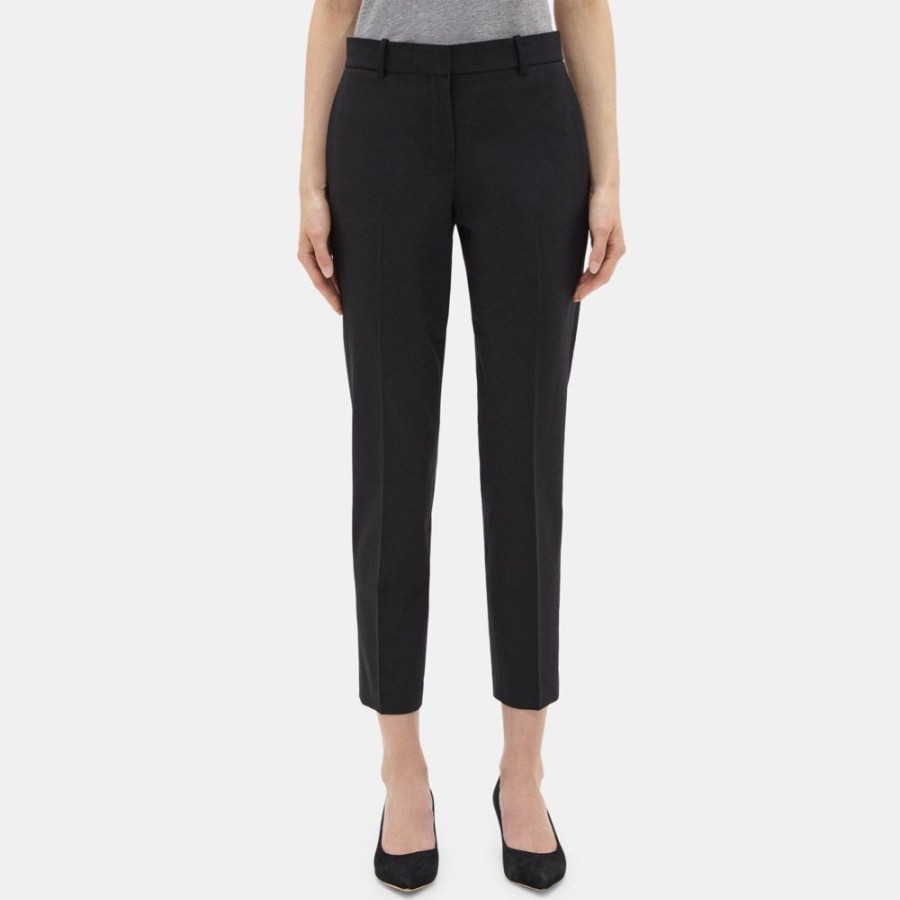 Women Theory Outlet | Classic Crop Pant In Sevona Stretch Wool Black