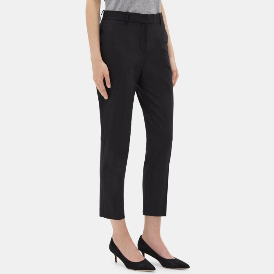 Women Theory Outlet | Classic Crop Pant In Sevona Stretch Wool Black