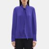 Women Theory Outlet | Scarf Shirt In Silk Blue Iris