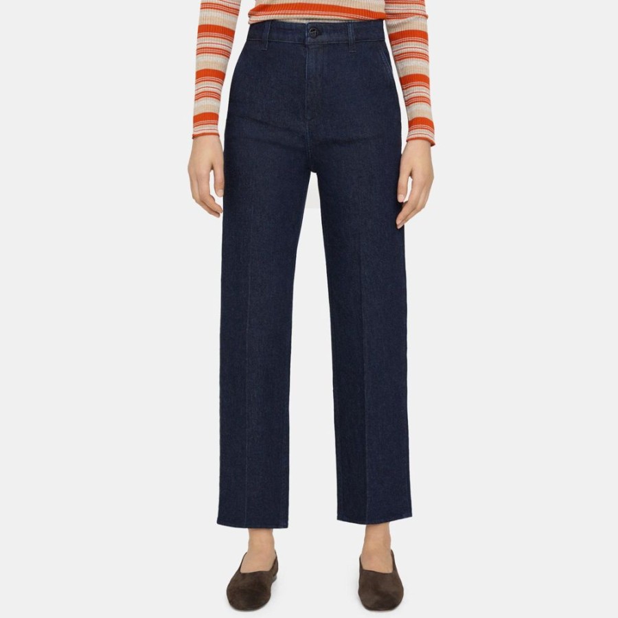 Women Theory Outlet | High-Waist Straight-Leg Pant In Stretch Denim Indigo