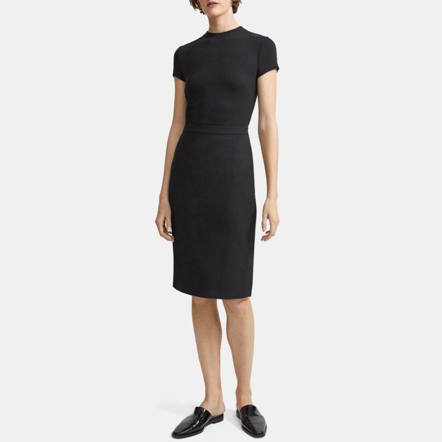 Women Theory Outlet | Classic Skirt In Stretch Wool Black