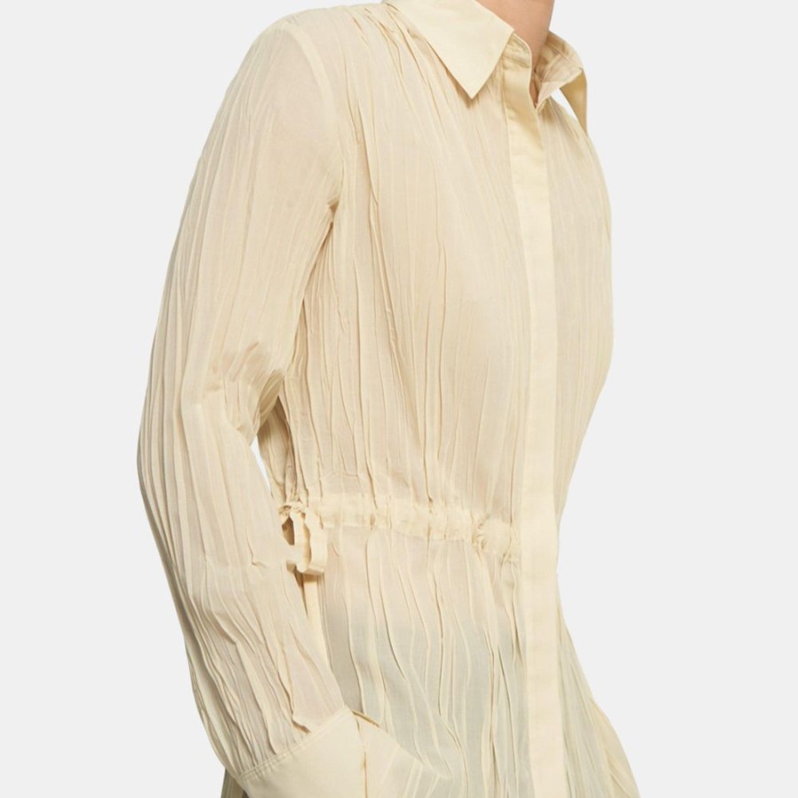 Women Theory Outlet | Pleated Shirt In Poly Cream