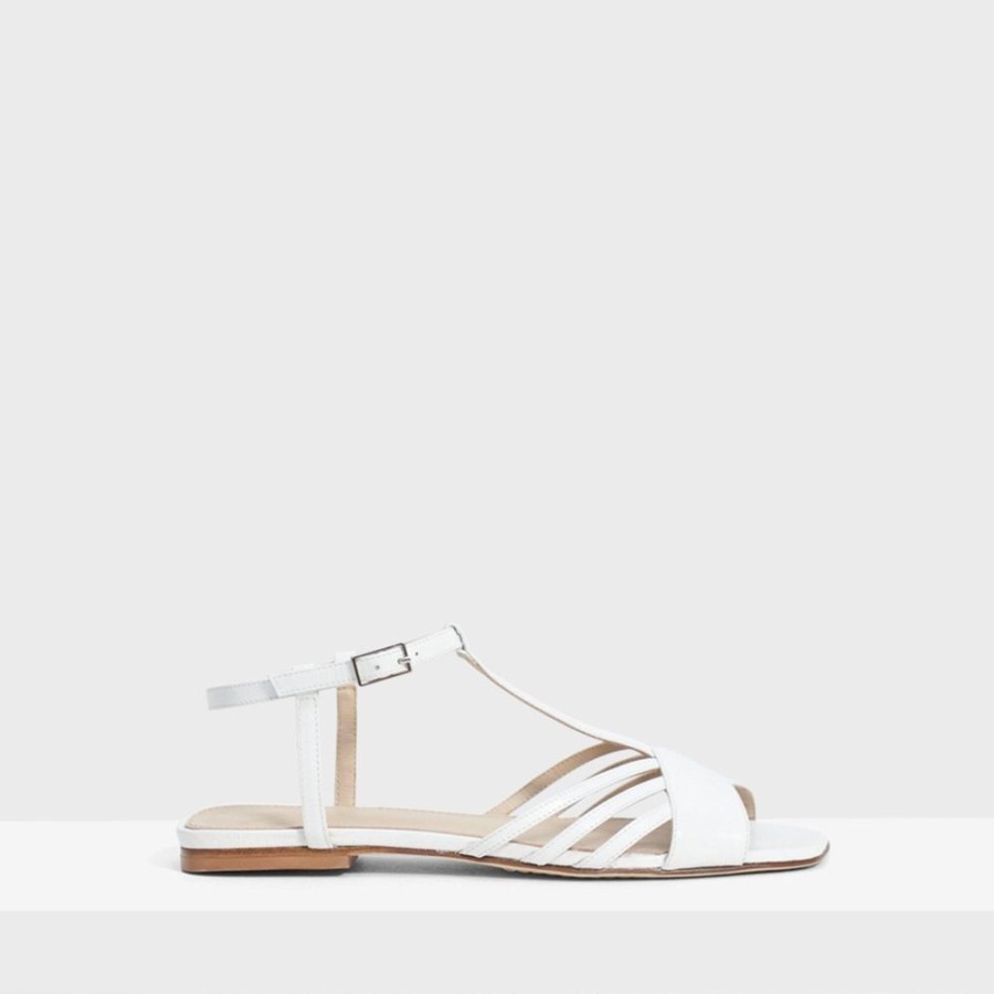 Women Theory Outlet | V Strap Sandal In Leather White