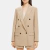 Women Theory Outlet | Double-Breasted Blazer In Linen-Blend Taupe