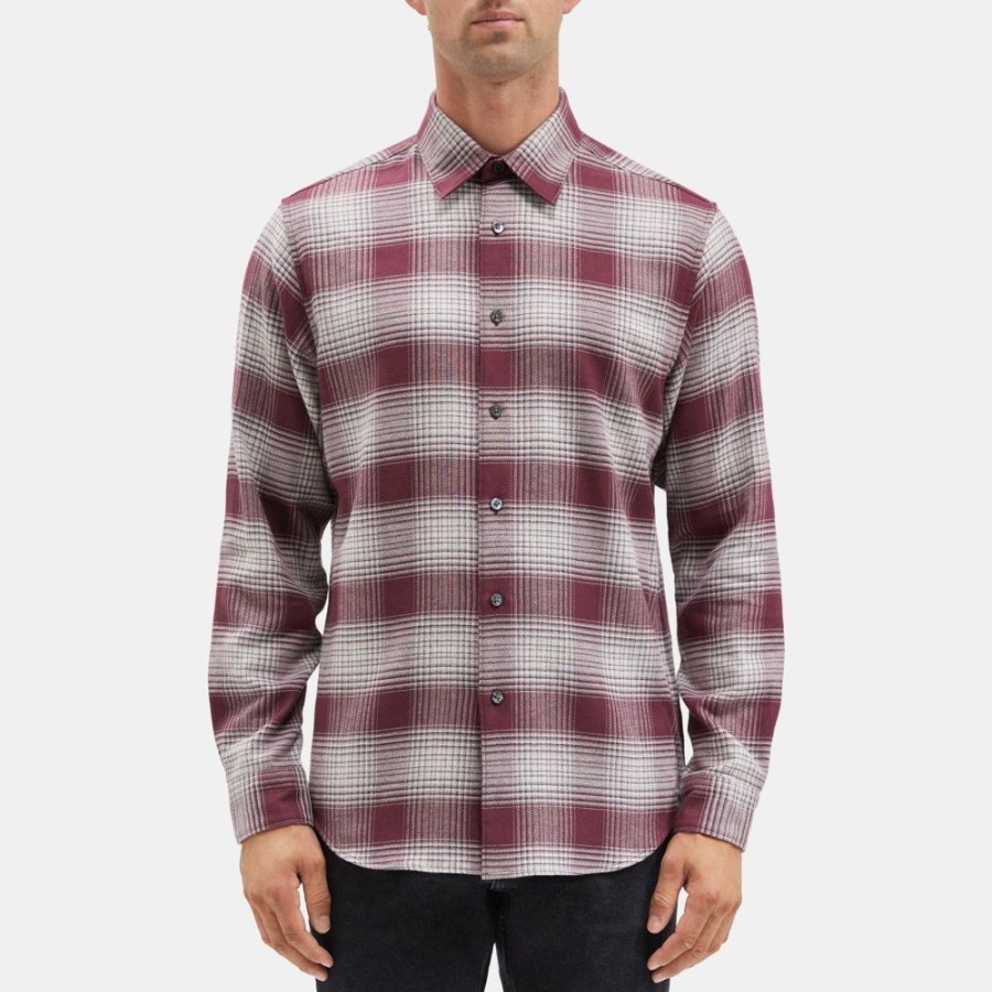 Men Theory Outlet | Irving Shirt In Printed Lyocell Twill Wine Multi