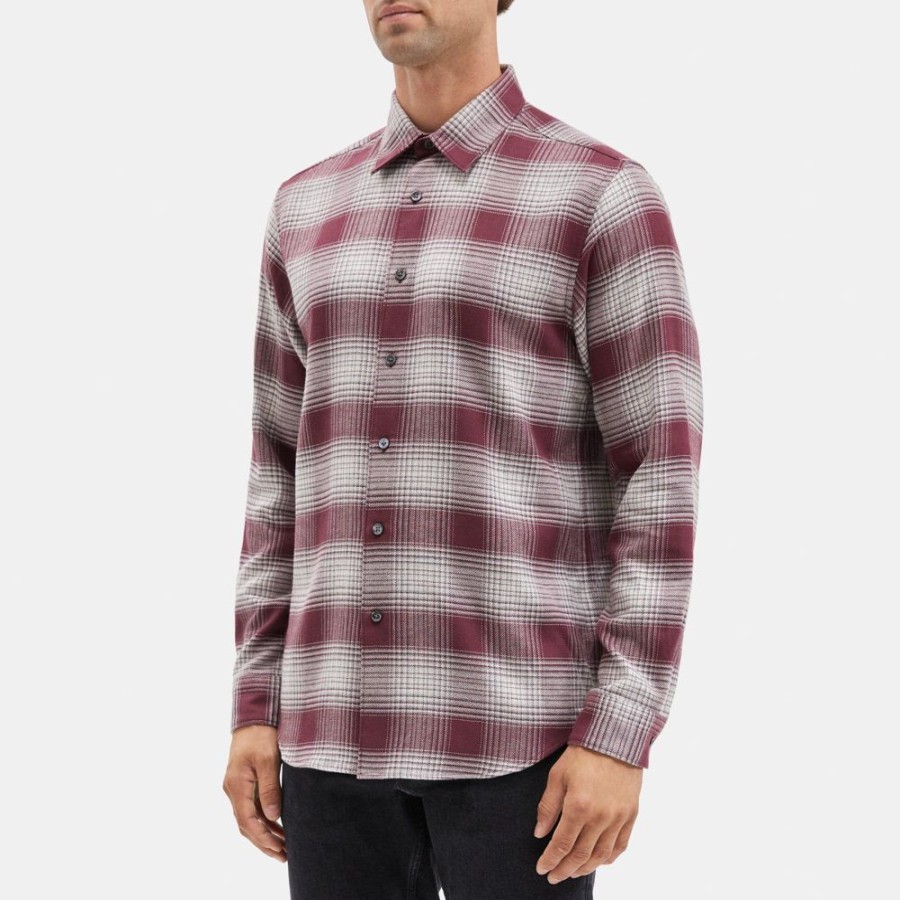 Men Theory Outlet | Irving Shirt In Printed Lyocell Twill Wine Multi