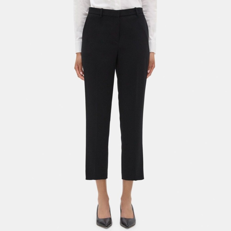 Women Theory Outlet | Slim Cropped Pant In Crepe Black