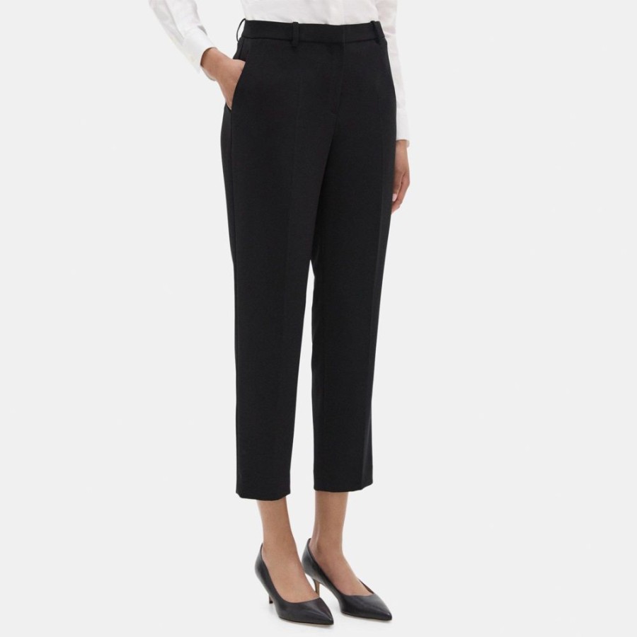 Women Theory Outlet | Slim Cropped Pant In Crepe Black