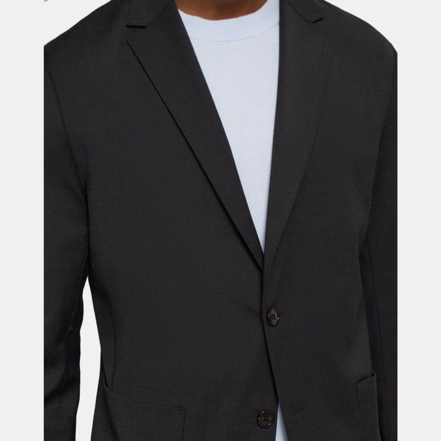 Men Theory Outlet | Unstructured Suit Jacket In Bonded Wool Twill Pestle Melange/Grey Melange