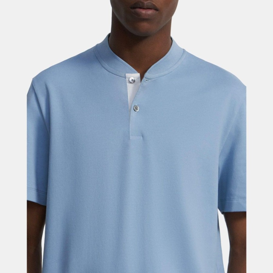 Men Theory Outlet | Polo Shirt In Cotton Pique Heron/Ivory