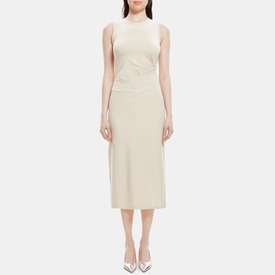 Women Theory Outlet | Sleeveless Sheath Dress In Stretch Cotton-Modal