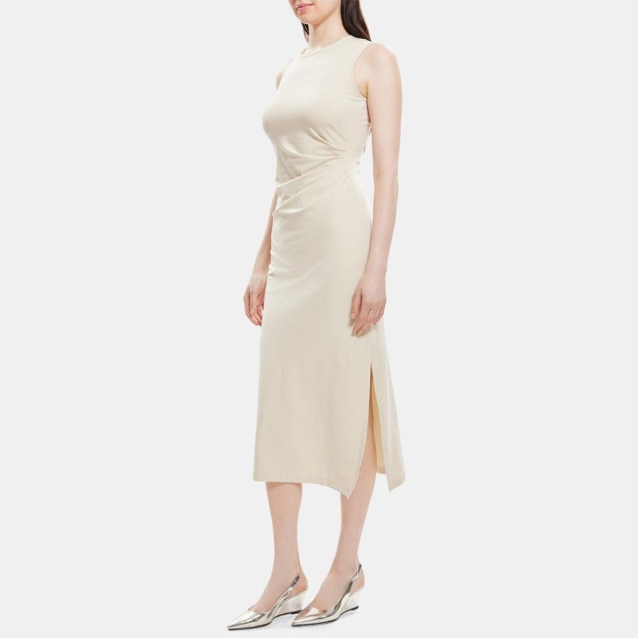 Women Theory Outlet | Sleeveless Sheath Dress In Stretch Cotton-Modal