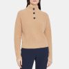 Women Theory Outlet | Half-Button Sweater In Wool-Cashmere Medium Camel