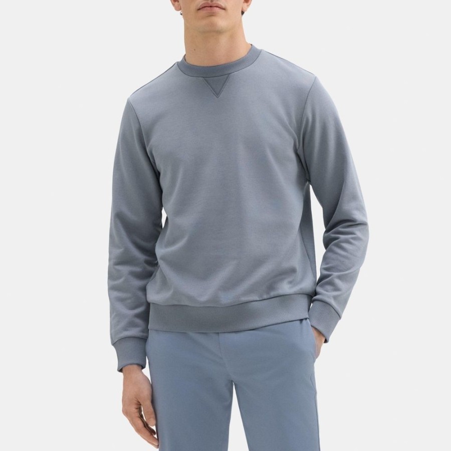 Men Theory Outlet | Essential Sweatshirt In Cotton-Blend Terry Moat