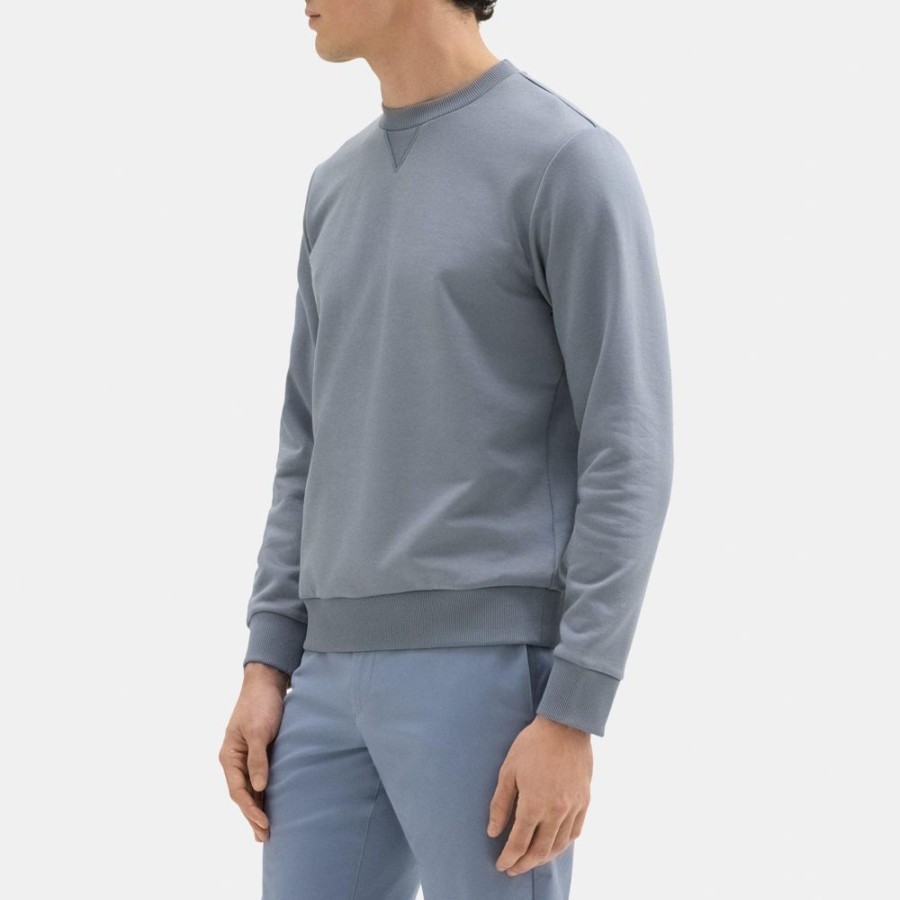 Men Theory Outlet | Essential Sweatshirt In Cotton-Blend Terry Moat