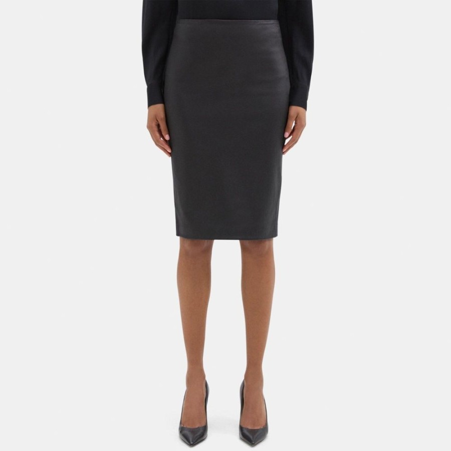 Women Theory Outlet | Pencil Skirt In Leather Black