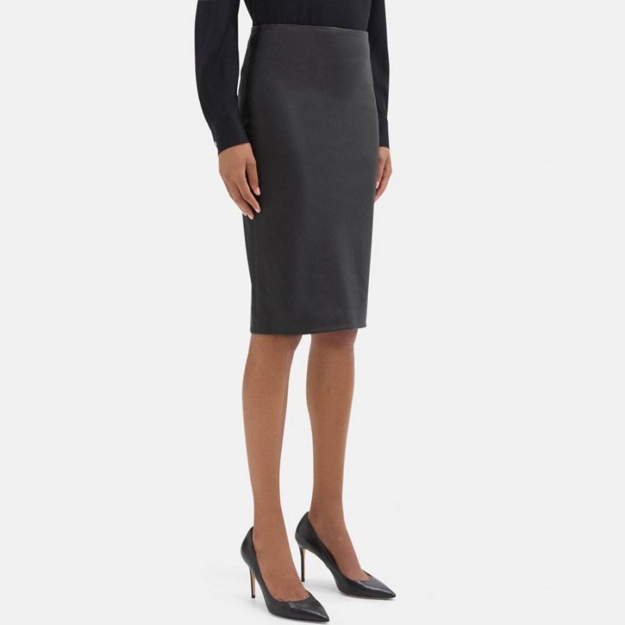 Women Theory Outlet | Pencil Skirt In Leather Black