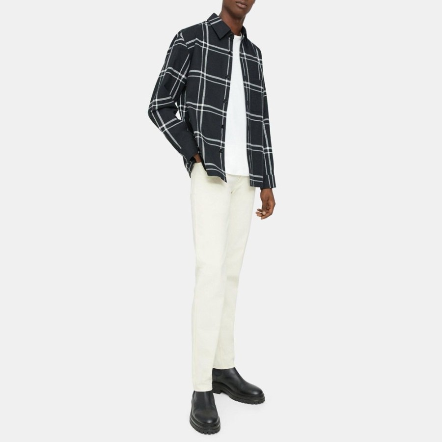 Men Theory Outlet | Shirt Jacket In Windowpane Cotton-Blend Black Multi