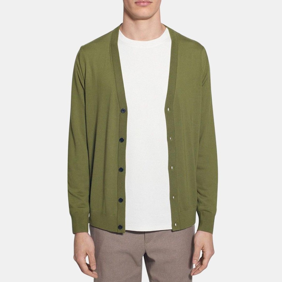 Men Theory Outlet | V-Neck Cardigan In Merino Wool Capulet