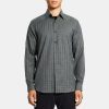 Men Theory Outlet | Standard-Fit Shirt In Cotton Flannel Olive Multi