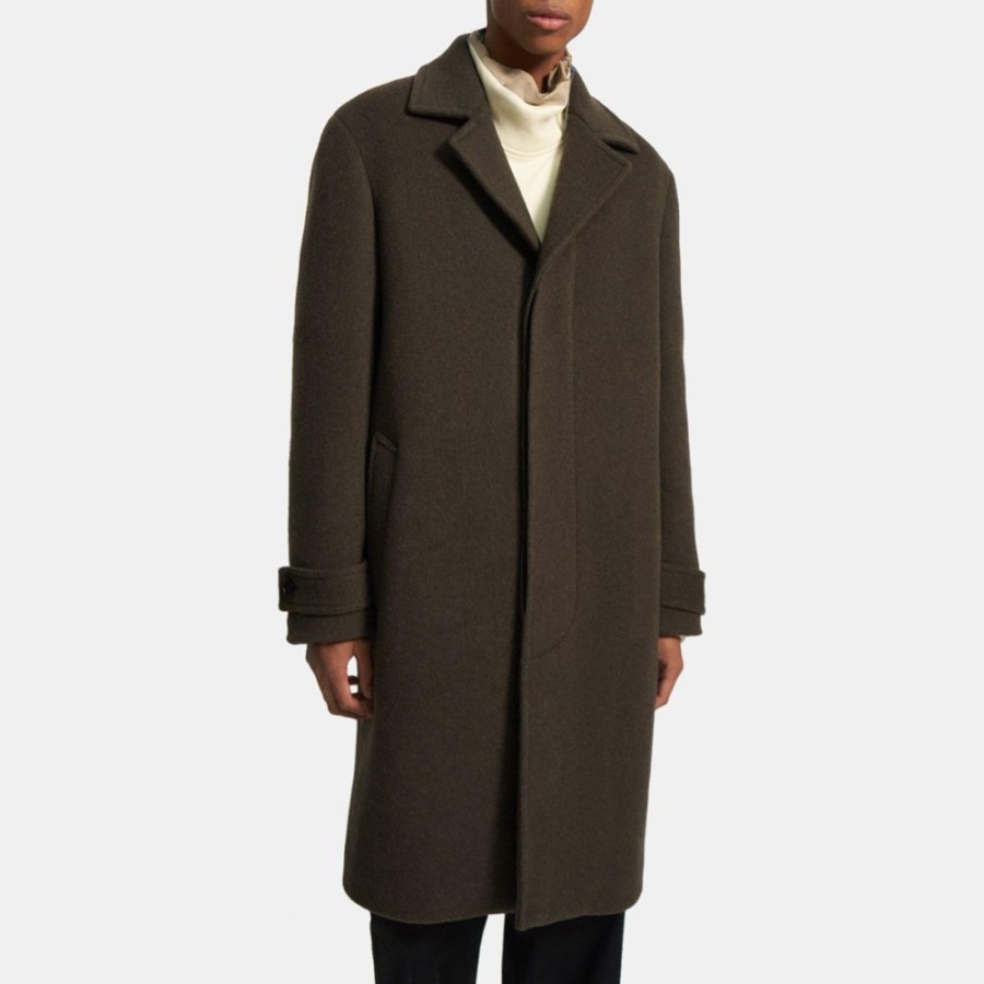 Men Theory Outlet | Recycled Wool Topcoat Army