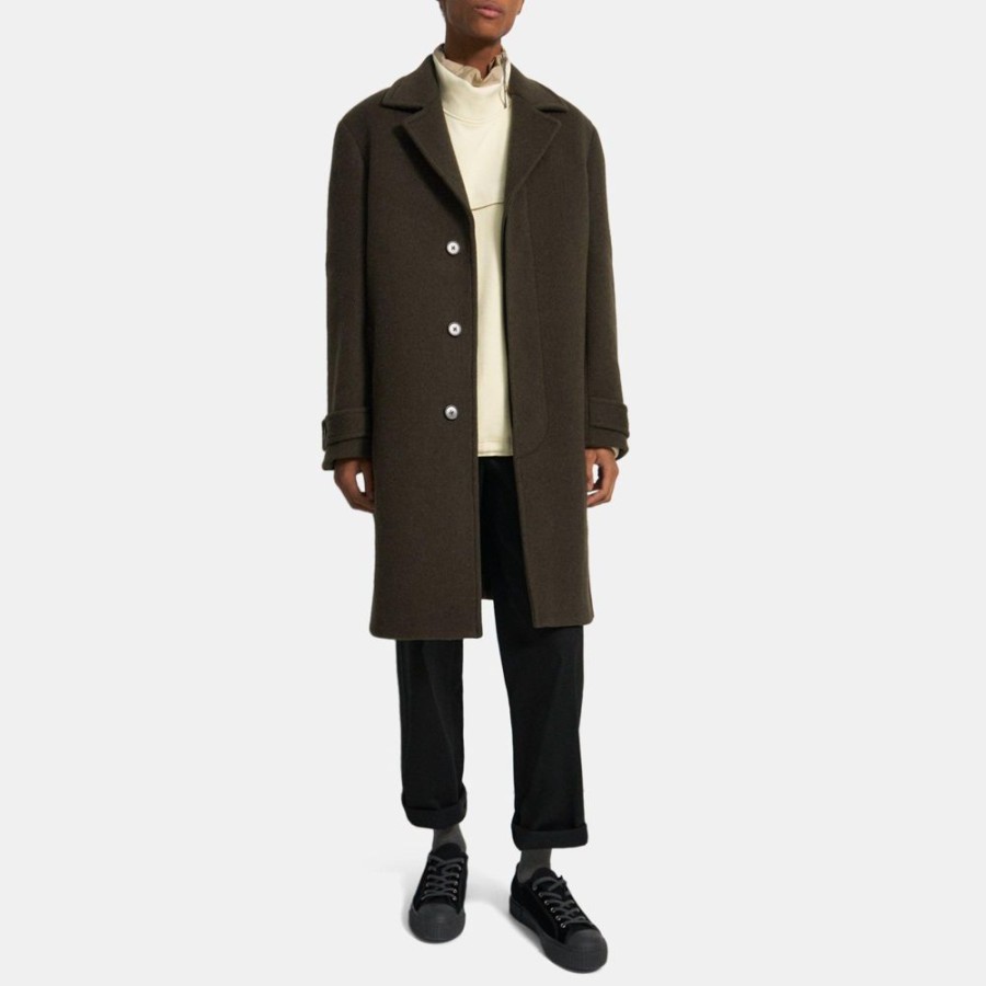 Men Theory Outlet | Recycled Wool Topcoat Army