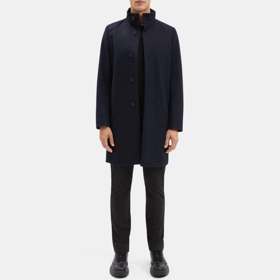 Men Theory Outlet | Single-Breasted Coat In Wool Melton Eclipse