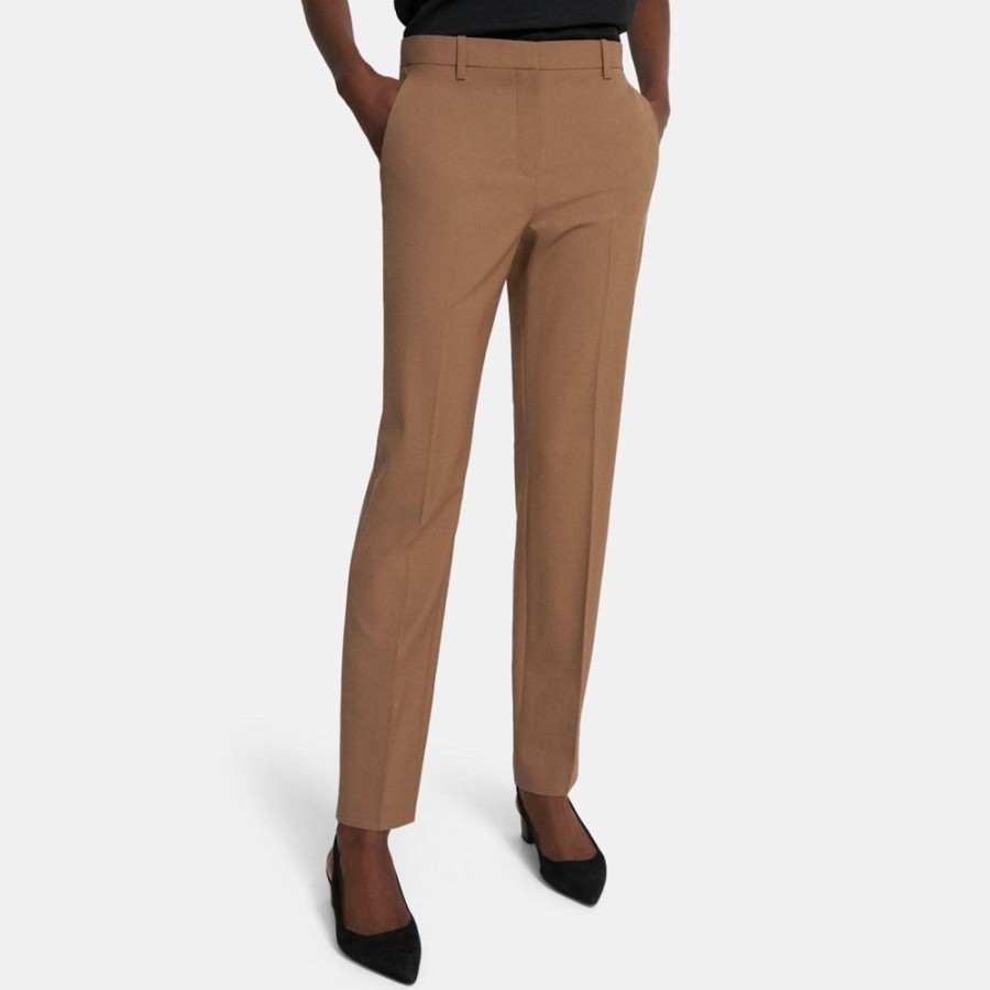 Women Theory Outlet | Slim Full Length Pant In Stretch Wool Truffle